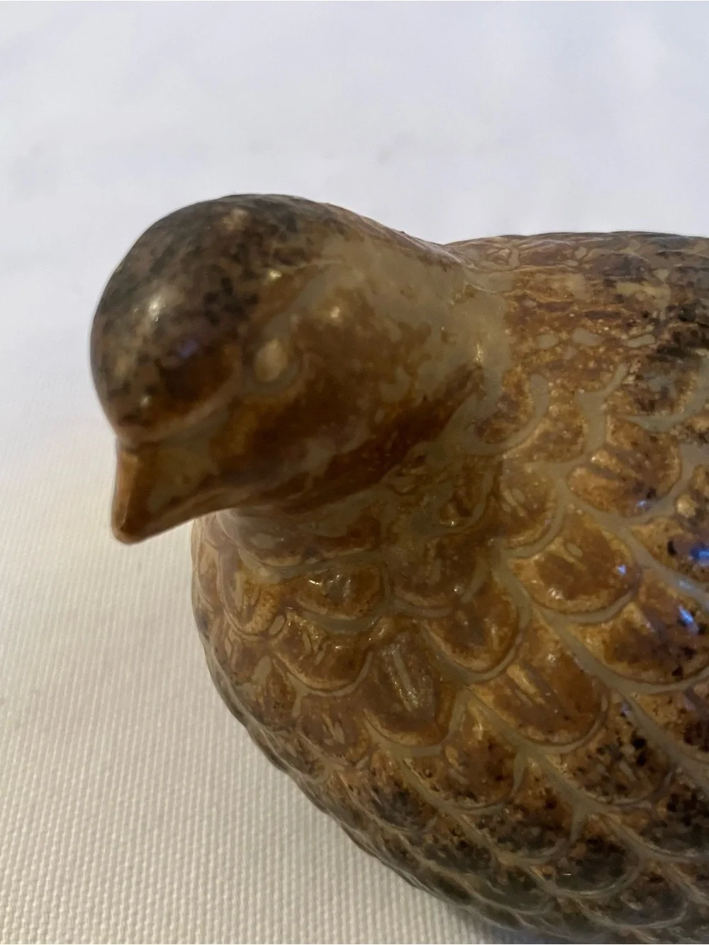 VTG MCM Quail Bird Sculpture 3in Ceramic Pottery Brown Maximalist Fall Cottage
